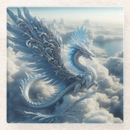 Ein Atemberaubender Drache umgeben von Wolken Glasuntersetzer