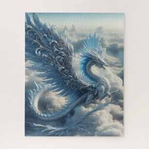 Ein atemberaubender Drache, umgeben von Wolken Puzzle