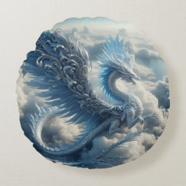 Ein Atemberaubender Drache umgeben von Wolken Rundes Kissen