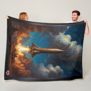 Ein atemberaubender Raketenstart für den Retro-Fus Fleecedecke