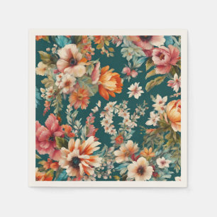 Ein Atemberaubender Sommer mit Blumen wie Malerei Serviette