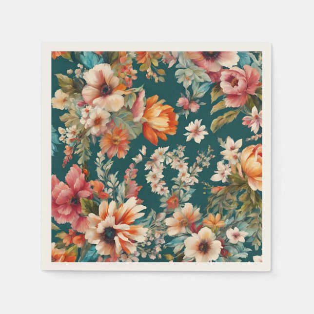 Ein Atemberaubender Sommer mit Blumen wie Malerei Serviette (Vorderseite)