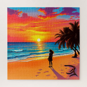 Ein atemberaubender tropischer Sonnenuntergang Puzzle