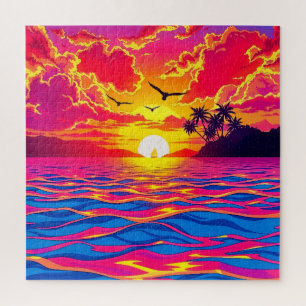 Ein atemberaubender tropischer Sonnenuntergang Puzzle