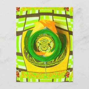 Ein atemberaubendes Gelbes Rose Kaleidoskop Design Postkarte