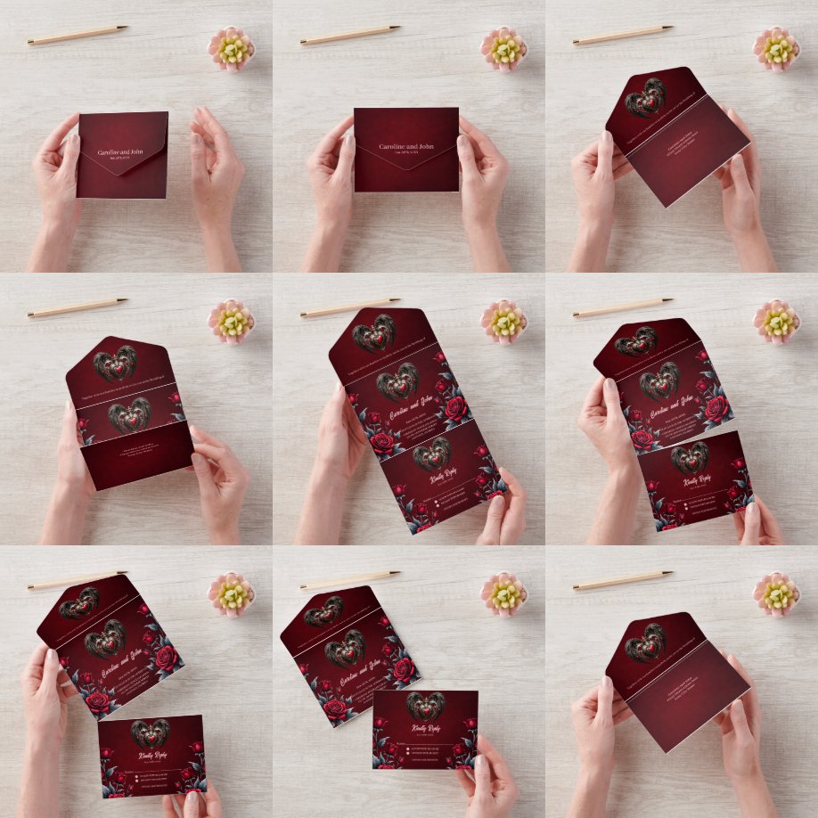 Ein atemberaubendes gotisches Herz All In One Einladung