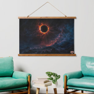 Ein atemberaubendes Sonnenbad Eclipse Kunst von Xz Wandteppich Mit Holzrahmen