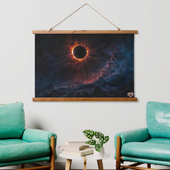 Ein atemberaubendes Sonnenbad Eclipse Kunst von Xz Wandteppich Mit Holzrahmen (Wohnzimmer)