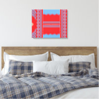 Ein auffallendes Muster in Rot und Blau, elegant e