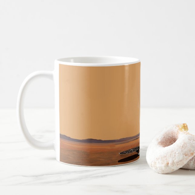 Ein aufsteigendes Fahrzeug Verlasse Mars. 2 Kaffeetasse (Mit Donut)