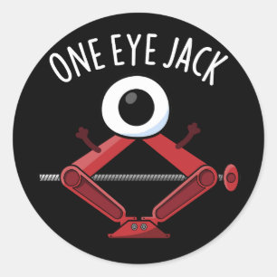 Ein Auge Jack Funny Car Jack Puff Dark BG Runder Aufkleber