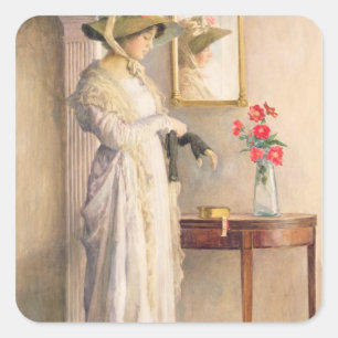 Ein Augenblick der Reflexion, 1909 Quadratischer Aufkleber
