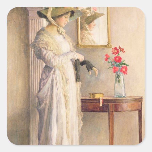 Ein Augenblick der Reflexion, 1909 Quadratischer Aufkleber (Vorderseite)
