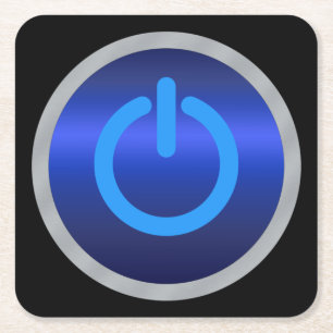 Ein/Aus-Taste Rechteckiger Pappuntersetzer