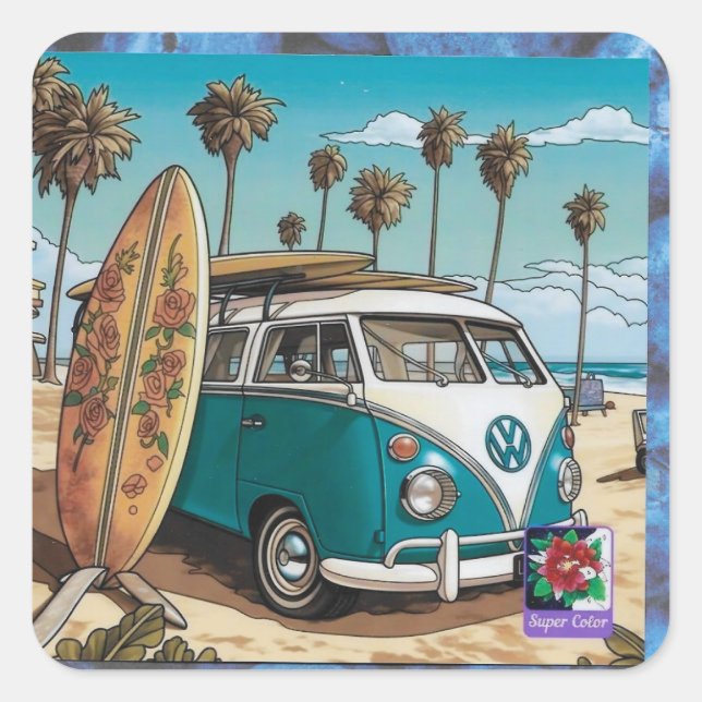 Ein Auto Quadratischer Aufkleber (Vorderseite)