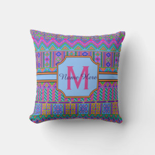 Ein Aztec Bright Tribal Monogramm-Patientenpool Kissen Für Draußen