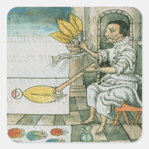 Ein aztekischer Federhandwerker Quadratischer Aufkleber