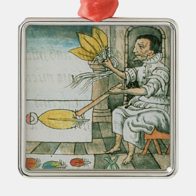 Ein aztekischer Federhandwerker Silbernes Ornament (Vorne)