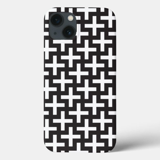 Ein b&w-Muster mit einem Pluszeichen Case-Mate iPhone Hülle (Rückseite)