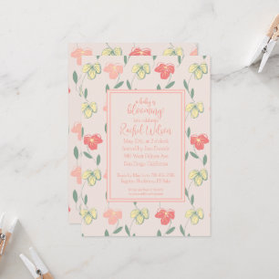 Ein Baby blüht Pink-Stiefmütterchen Kinderdusche Einladung