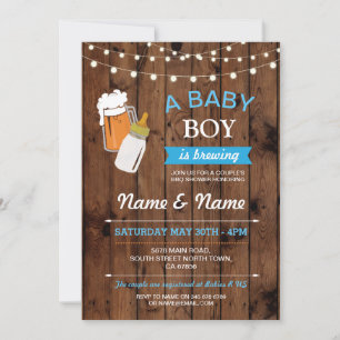 Ein Baby Boy Braut Duschbäder GRILLEN Wood Invite Einladung