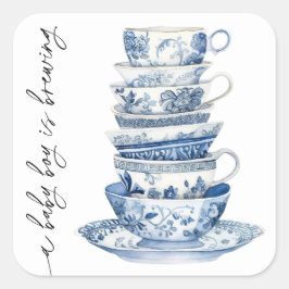 Ein Baby Boy brütet Tea Party Babydusche Quadratischer Aufkleber