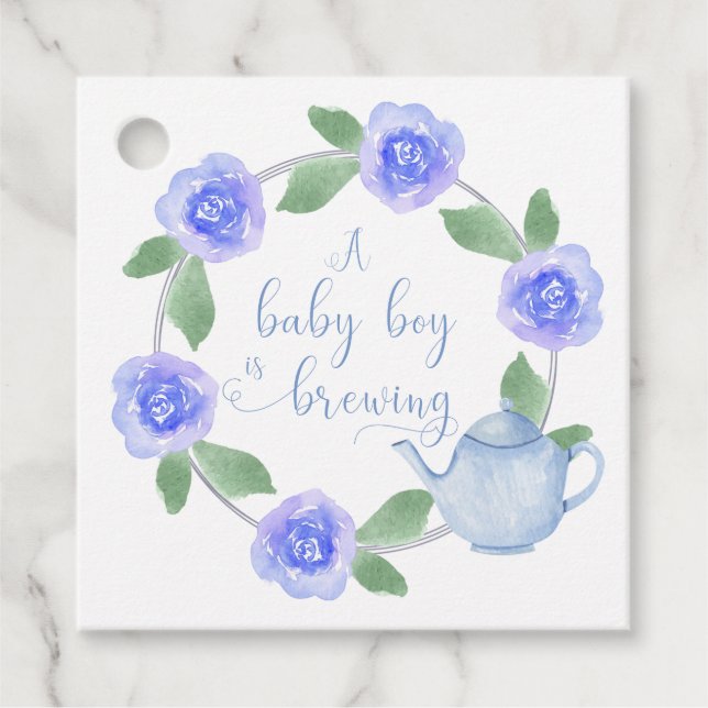 Ein Baby Boy gebräunt Blauer Teekessel Geschenkanhänger (Vorderseite)