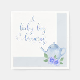 Ein Baby Boy wird Blue Teapot Baby Dusche zubereit Serviette
