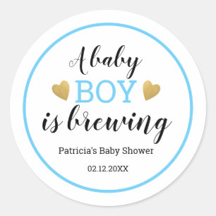 Ein Baby Boy wird eine Babydusche gebrauen. Danke Runder Aufkleber