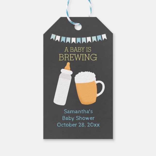 Ein Baby brät BABY-Q Geschenketiketten (Junge) Geschenkanhänger (Vorderseite)