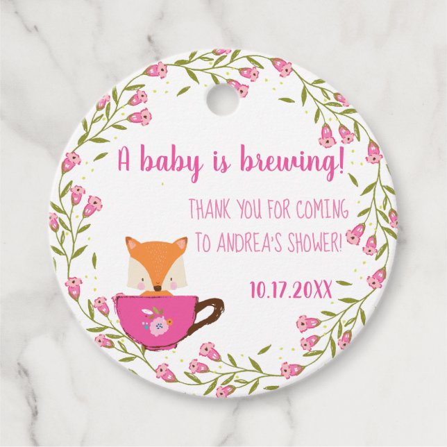 Ein Baby brät Pink Teacup Baby Girl Dusche Geschenkanhänger (Vorderseite)