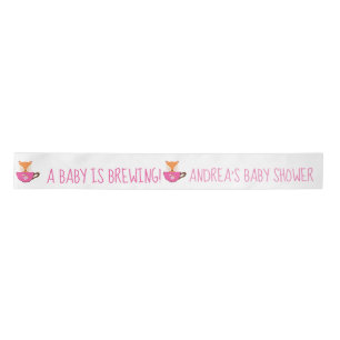 Ein Baby brät Pink Teacup Baby Girl Dusche Satinband