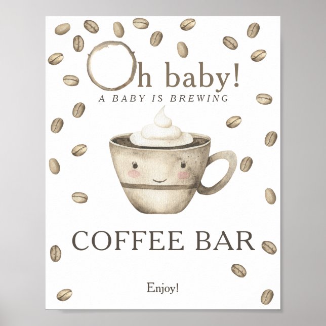 Ein Baby braut Babydusche Coffee Bar Poster (Vorne)