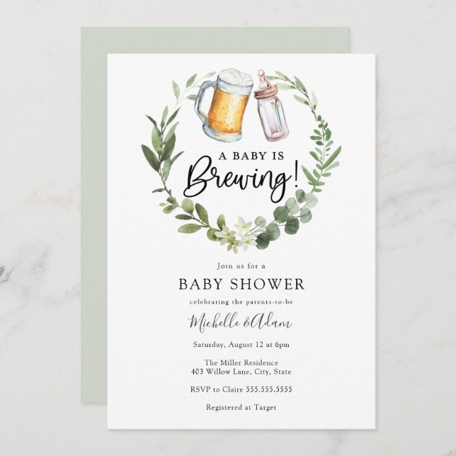 Ein Baby braut Babydusche und lädt ein Einladung (Vorne/Hinten)