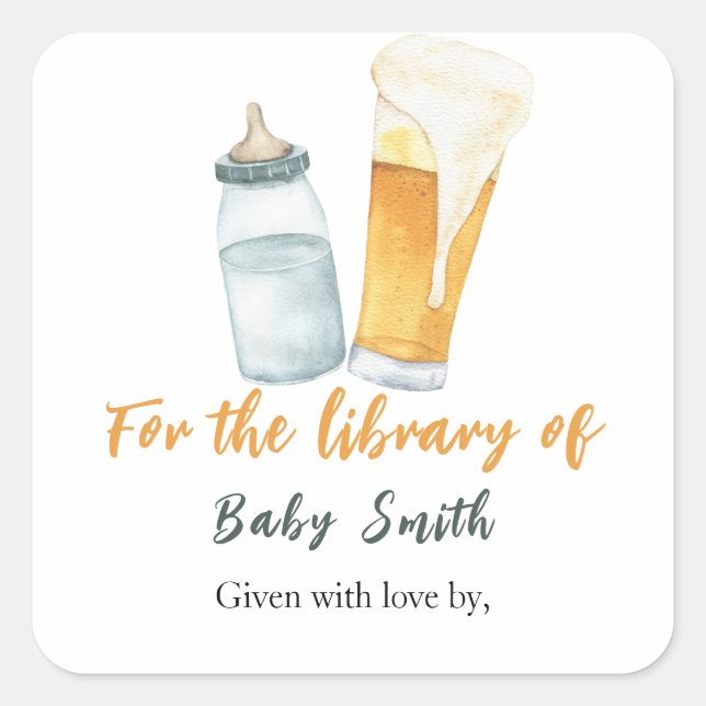 Ein Baby braut Bier - für die Bibliothek von Quadratischer Aufkleber (Vorderseite)