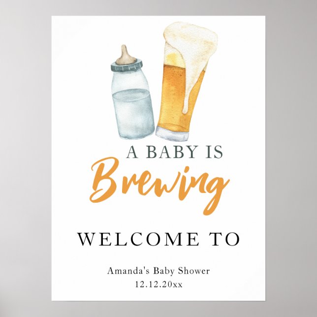Ein Baby braut Bierflasche Babydusche Poster (Vorne)