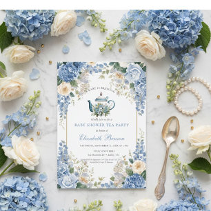 Ein Baby Braut Blaues Blumenbad-Baby Shower Einladung