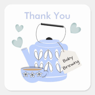 Ein Baby braut Blue Baby Boy Shower Quadratischer Aufkleber