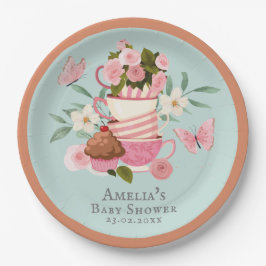 Ein Baby braut Blumenjungen Teetassen Babydusche Pappteller