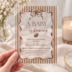Ein Baby braut Brown Bow Kaffee-Baby-Party Acryleinladungen
