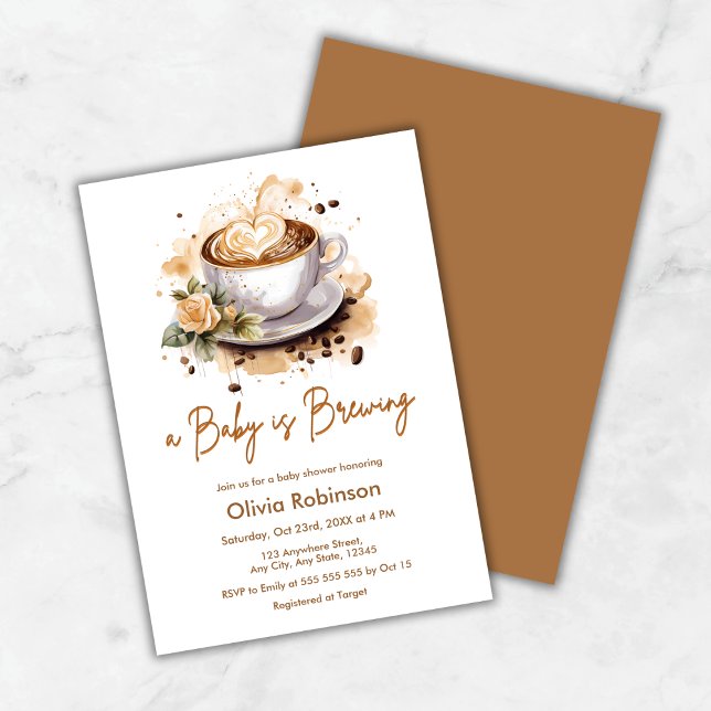 Ein Baby braut Brown Coffee Baby Dusche Einladung (A Baby is Brewing Brown Coffee Baby Shower Invitation )