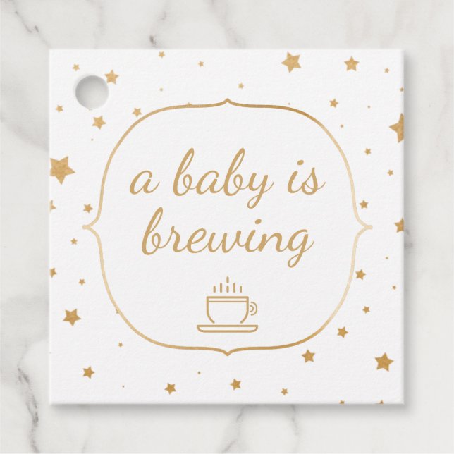 Ein Baby braut danke - weiße goldene Sterne Geschenkanhänger (Vorderseite)