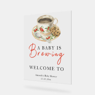 Ein Baby braut eine Babyparty mit Kaffeetasse Acrylschild