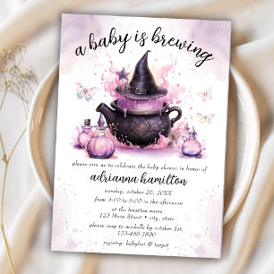 Ein Baby braut eine rosa Halloween-Kinderdusche Einladung