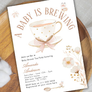 Ein Baby braut eine Teeparty-Bow-Babyparty Pastell Einladung