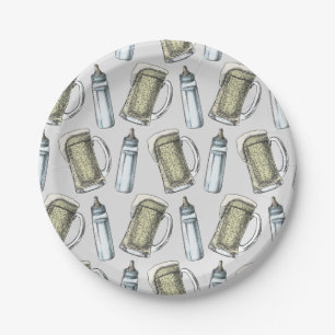 Ein Baby braut Flasche & Bierpapier Teller