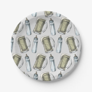 Ein Baby braut Flasche & Bierpapier Teller