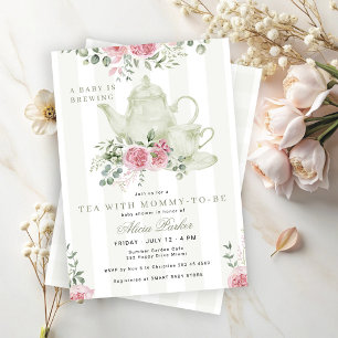 Ein Baby braut floralen Tee neutrale Babyparty Einladung