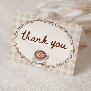 Ein Baby braut Gingham-Kaffee-Baby-Party Dankeskarte