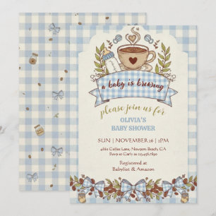 Ein Baby braut Gingham-Kaffee-Baby-Party Einladung